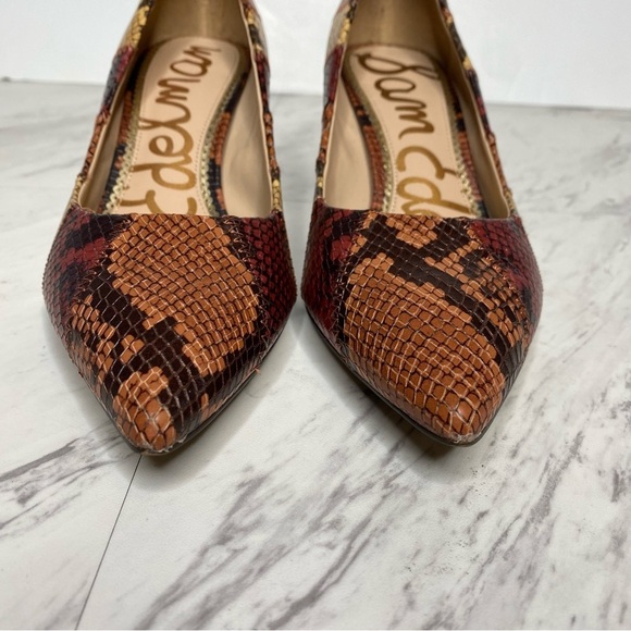 Sam Edelman Julianne Snakeskin Leather Pointy Toe Pump 7M - Picture 11 of 15